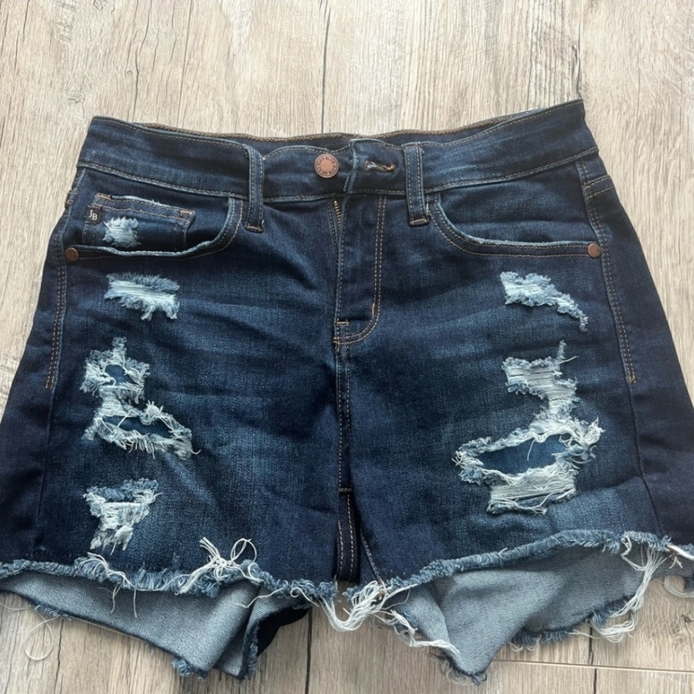 Judy Blue Shorts Size S Womens Patch Cutoff Stretch Mid Rise Distressed Denim